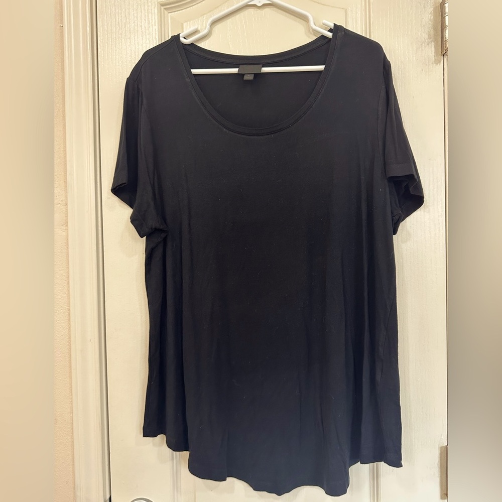 JM Collection Scoop-Neck T-Shirt, Black, Size XL.
